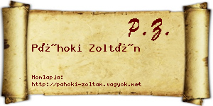 Páhoki Zoltán névjegykártya