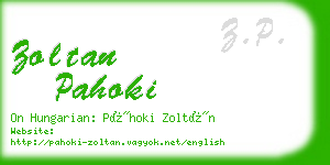 zoltan pahoki business card